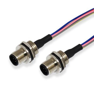 China IP67 Threaded M12 Male 8 Pins Real Panel Mount Waterproof Cable Connector For Automation for sale