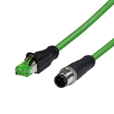 China Waterproof M12 D-Coded Cirtular To RJ45 Ethernet Cable RJ45 Patch Cord With M12 Connector for sale