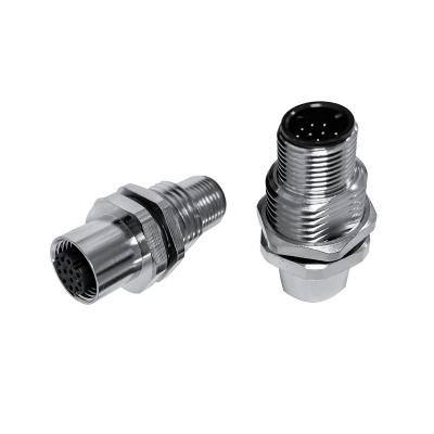China M12 Male To Female Base,Front Mounting,M16 Fastening Thread,M12 female to male panel mount connector for sale