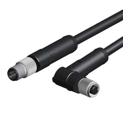 Chine M5 imperméabilisent 3 Pin Male Female Connector Left/câble équipé de moulage à angle droit à vendre