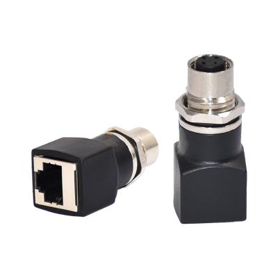 China Customized Waterproof A Code Color 4 Pin Male Female M12 To RJ45 Adapter Ethernet For Connector for sale