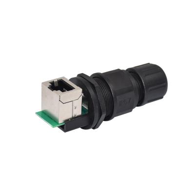 China ROHS IP67 Panel Mount Waterproof Connector RJ45 Plastic 90 Degree for sale
