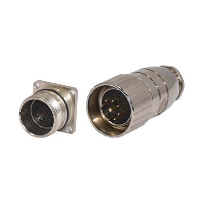China CuZn 10mm Cable M23 Male Waterproof Connector Straight Power Supply Connector for sale
