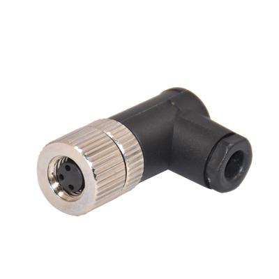 China IP67 PA66 M8 Female Solenoid Valve Connector 90 Degree Plastic TPU GF for sale