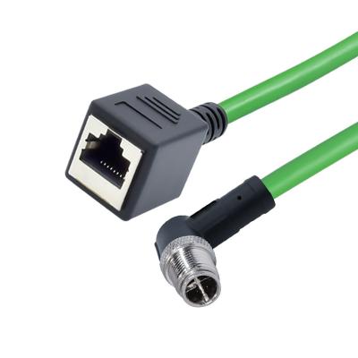 China M12 X Code 8 Pin Male To Female Rj45 Adapter Cable Customized Length CE Certification for sale
