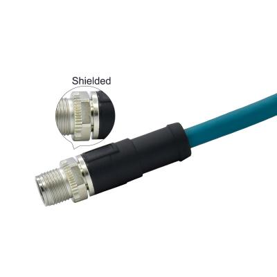 China Waterproof Molded M12 X Code Connector Au Contact For Ethernet Interface for sale