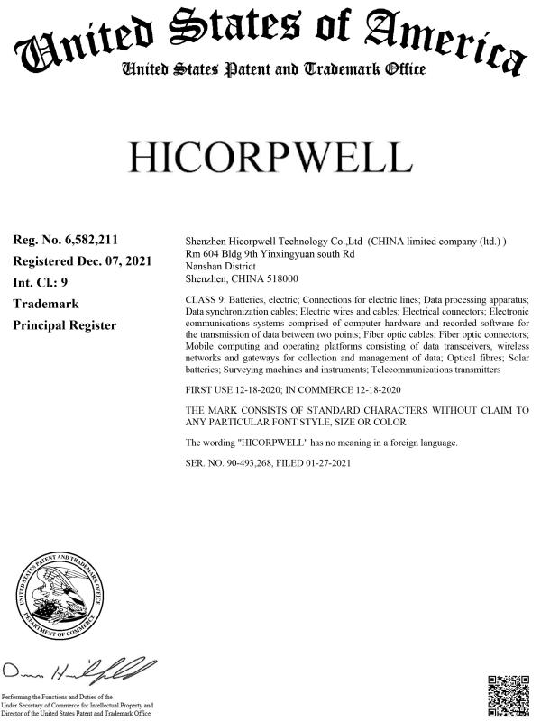 United States Patent and Trademark - Shenzhen Hicorpwell Technology Co., Ltd