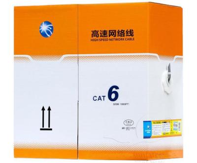 中国 猫6ケーブルのパス テスト純粋な銅24awg 2pr 4pr 305m 1000ft 0.56のUtp Cat6の屋内ケーブル 販売のため