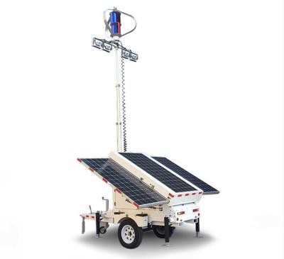 Chine Véhicule mobile d'énergie de LED d'allumage de tour de vent solaire de remorque solaire portative de système hybride à vendre