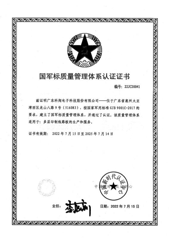 Domestic military standard - HONGKONG KINGTECH PCB SOLUTION LIMITED