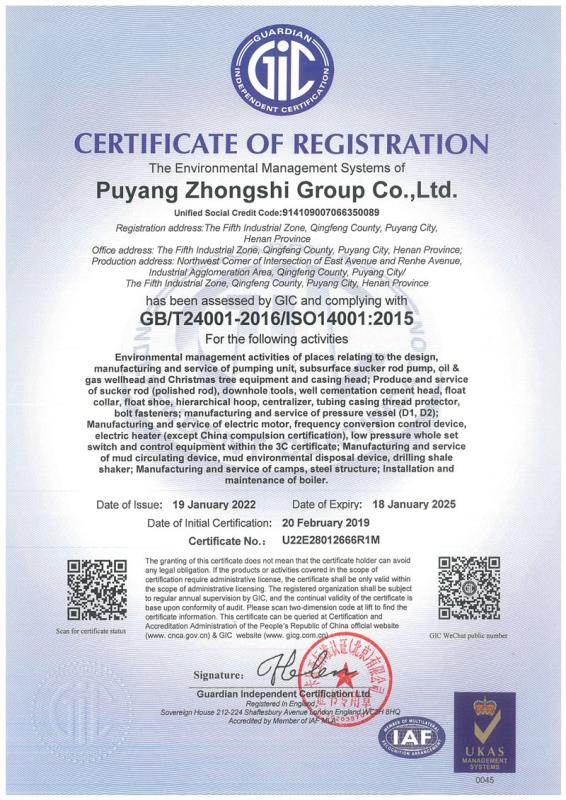 ISO - Puyang Zhongshi Group Co., Ltd.