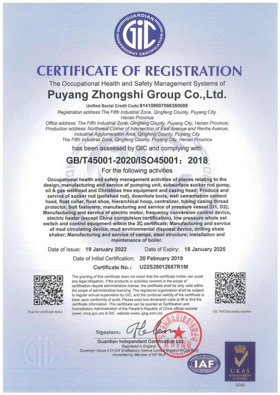 ISO - Puyang Zhongshi Group Co., Ltd.