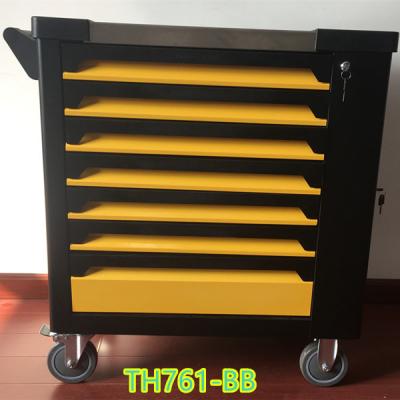 China 5 Drawer Yellow Tool Cart With Drawers And Wheels SPCC Tool Box Trolley for sale