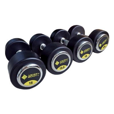 China Rubber Weight Lifting Dumbbell Gym Fixed 2.5kgs Round Dumbbell Set Black for sale