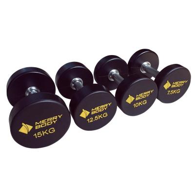 China PU Weight Lifting Dumbbell 50kgs Rubber Round Dumbbell Customized Logo for sale