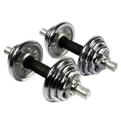 China Home Chrome Dumbbell Set 20kg Round Barbell Gymnasium Exercise Muscle for sale