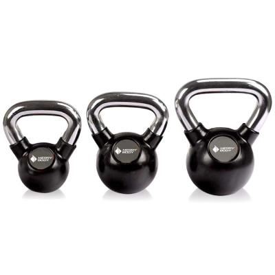 China Chromed Handle Competition Kettlebell 40kgs Rubber Coated Kettlebell for sale
