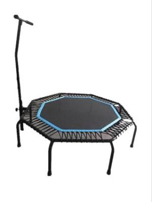 China 1.0MM Gym Fitness Trampoline Polypropylene Mini Trampoline With Handrail for sale