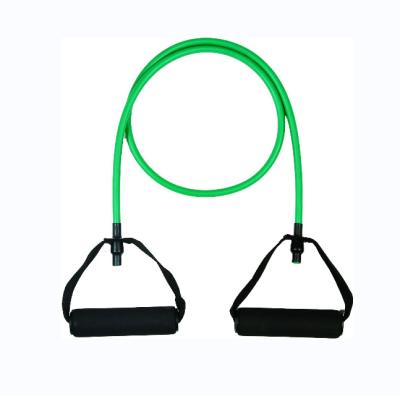 China Green Foam Handles Gym Crossfit Equipment TPE Resistance Exercise Band for sale