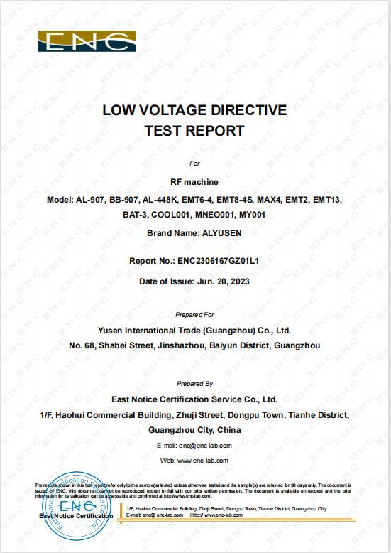LOW VOLTAGE DIRECTIVE TEST REPORT - Yusen International Trading (Guangzhou) Co., Ltd.