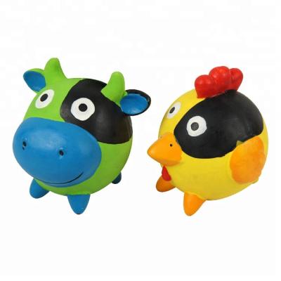 China Toprank New design cute colorful pet latex dog toy cow cock squeaky soft latex animals ball for dog for sale