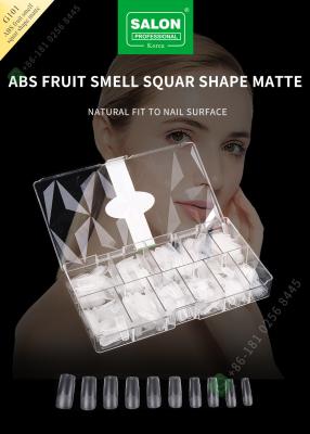 China ABS Fruit Smell Square Shape Matte Lady French Style Artificial False Nails Half Tips and Full Cover False Nail for sale