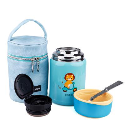China 2020 New custom heated lunch box with cutlery,  metal thermal insulated lunch box stainless steel for kids with bag for sale