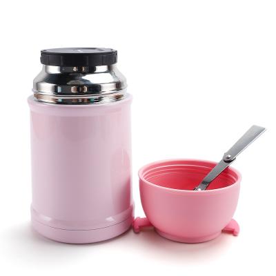 China 700ml Metal Custom Stainless Steel Vacuum Food Container With Foldable Ss Spoon for sale