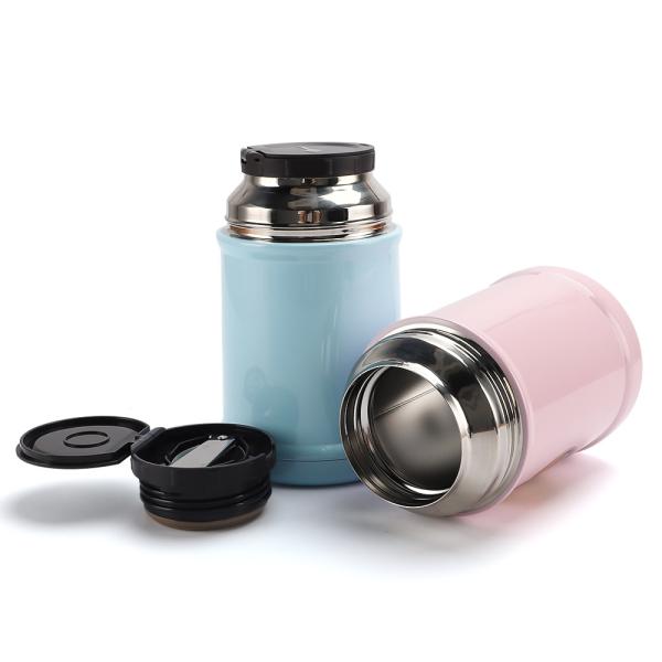 Quality 700ml Metal Custom Stainless Steel Vacuum Food Container With Foldable Ss Spoon for sale