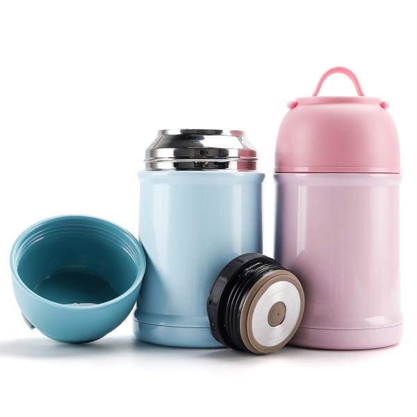 Quality 700ml Metal Custom Stainless Steel Vacuum Food Container With Foldable Ss Spoon for sale