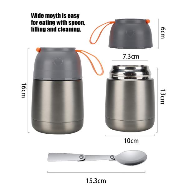 Quality 430ML 620ML Airtight Vacuum Food Container Safe And Healthy Stainless Steel Food Jar With Handle for sale