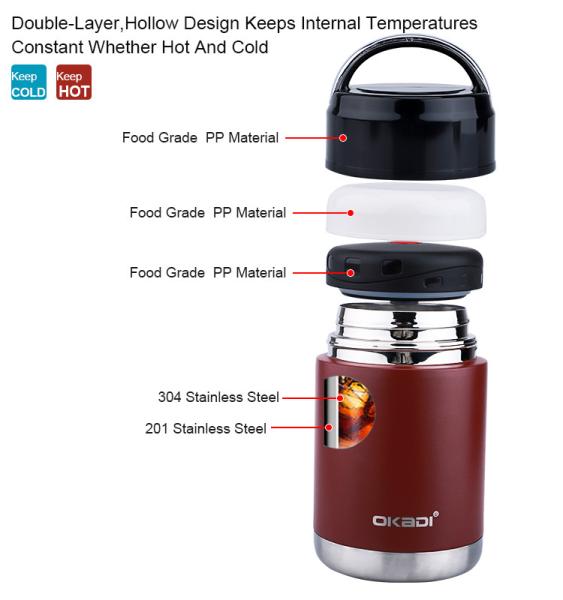 Quality Thermos Vacuum Food Container With Bowl Handheld Stainless Steel Food Jar For for sale