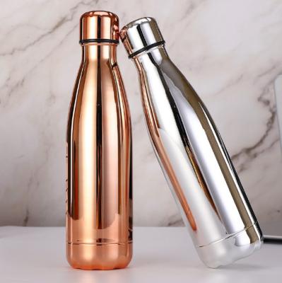 China 2019 Nuevas llegadas Botella de agua de acero inoxidable alcalino delgado con pintura de color oro UV 500ml en venta