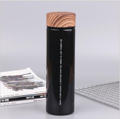 China Wholesale Wood Grain Cover Straight Business Office Gifts Thermos Stainless Steel Water Bottle for sale