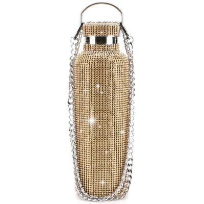 China Multiple capacity design SS Double Wall Insulated Vacuum Glitter Water Bottle Perfume BOttle Diamond Crystal Water Bottle for sale