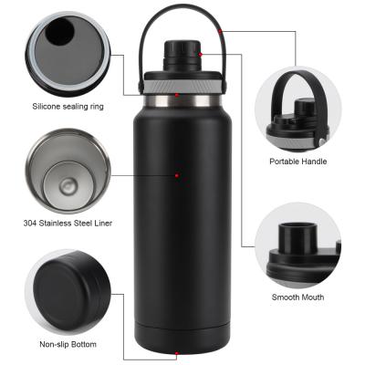 China USA Style High Quality Custom Logo 304 Stainless Steel Double Wall Wide Mouth Powder Coated Vacuum Thermos With Lid 64OZ for sale