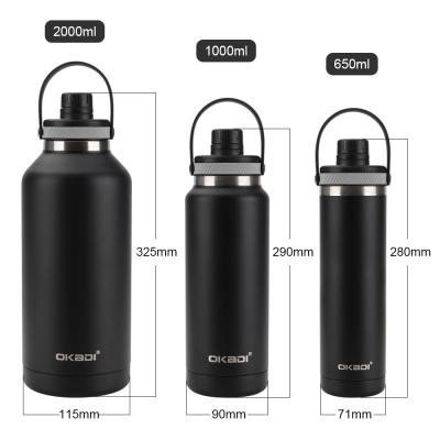 China Hot Sale 64oz Water Jug Vacuum Insulated thermos Stainless Steel Wide Mouth Sports Outdoor Water bottle for sale