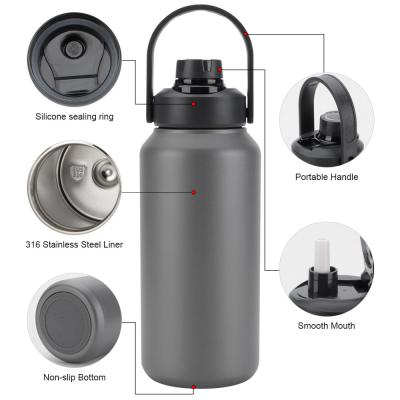 China 1 Litre 1300ml Stainless Steel Vacuum Flask Bottle Thermos Large Capacity Small Mouth for sale