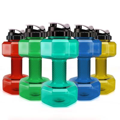 China 2.2L Wholesale PETG Material Fitness Sports Dumbbell Gallon Plastic Water Bottle for sale