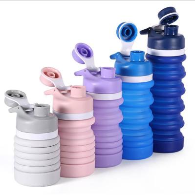 China Travel Portable Squeeze Flexible Silicone Collapsible Water Bottle for sale