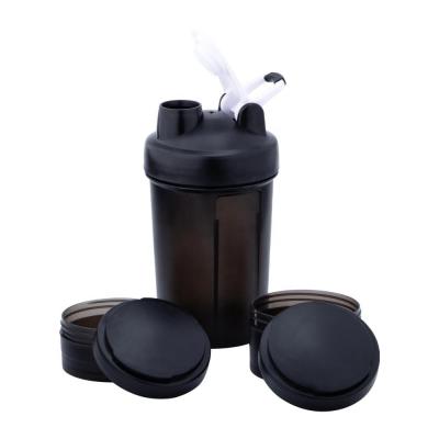China 2020 New Style Three Layers Gym Bottle Blender Water Bottle  Loop Top BPA Free Plastic Shaker Water Bottle for sale