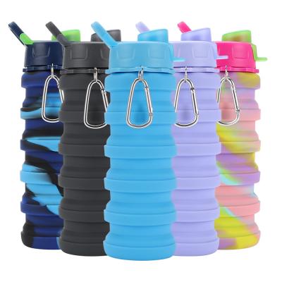 China 2022 Hot Sale Sport Recycle Drink Collapsible Foldable Silicone Water Bottle Outdoor Sports Drink Bottle for sale