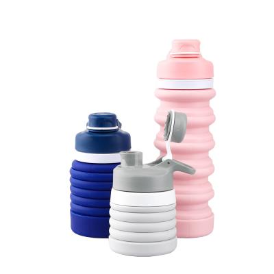 China Promotional Silicone Collapsible Sport Water Bottle Bpa Free Retractable Travel Bottle for sale