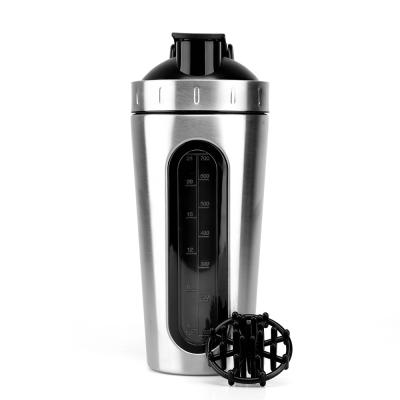 China 700ml 304 Stainless Steel Vacuum Viewable Shaker Bottle Sports Water Bottle Metal Thermos Flasks for sale