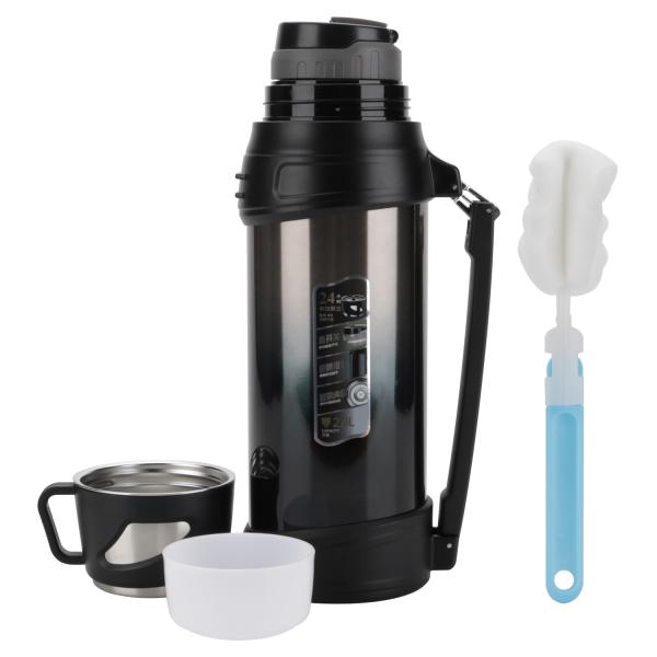 Quality 2000ml Vacuum Travel Pot Mug Large Capacity Outdoor With Handle Belt Stainless for sale