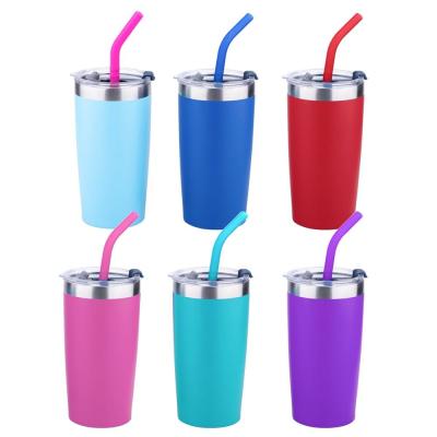 China 20 OZ Personalized Custom Metal Tumbler Cup , Stainless Steel Glitter Tumbler With Lid And Straw for sale