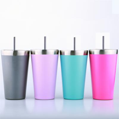 China 20 oz Custom private label stainless steel double wall bubble tea reusable cup with straw for sale