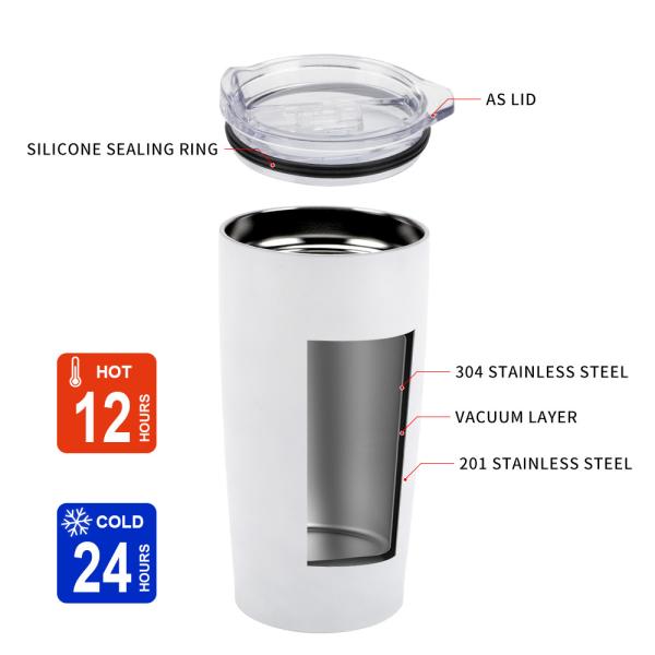 Quality 20 oz Travel Double Wall Insulated Matte Coffee Tumbler Cups With Straw for sale