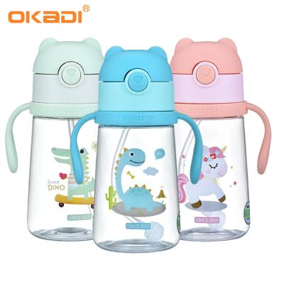 China 400ML Easy to Clean Plastic Children's Water Bottle  with Straw and Handle for sale