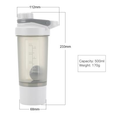 Chine 500 ml de thermomètre de voyage 16 oz de gymnastique de sport plastique shaker de protéines bouteille de shaker de protéines tasse à vendre